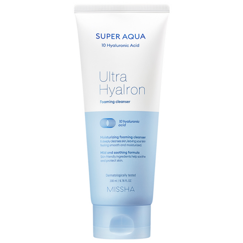 Missha Super Aqua Ultra Hyalon Cleansing Foam, 200ml, 1 piece Authentic K-Beauty
